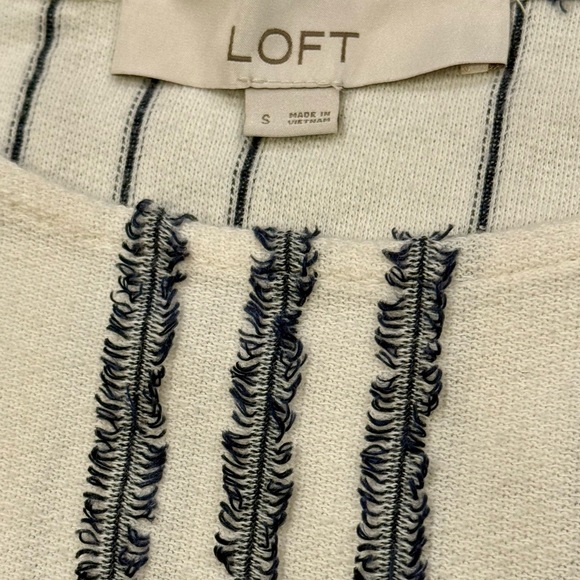 LOFT Textured Stripe Midi Dress Small Neutral Sleeveless Tie Waist - Picture 10 of 10